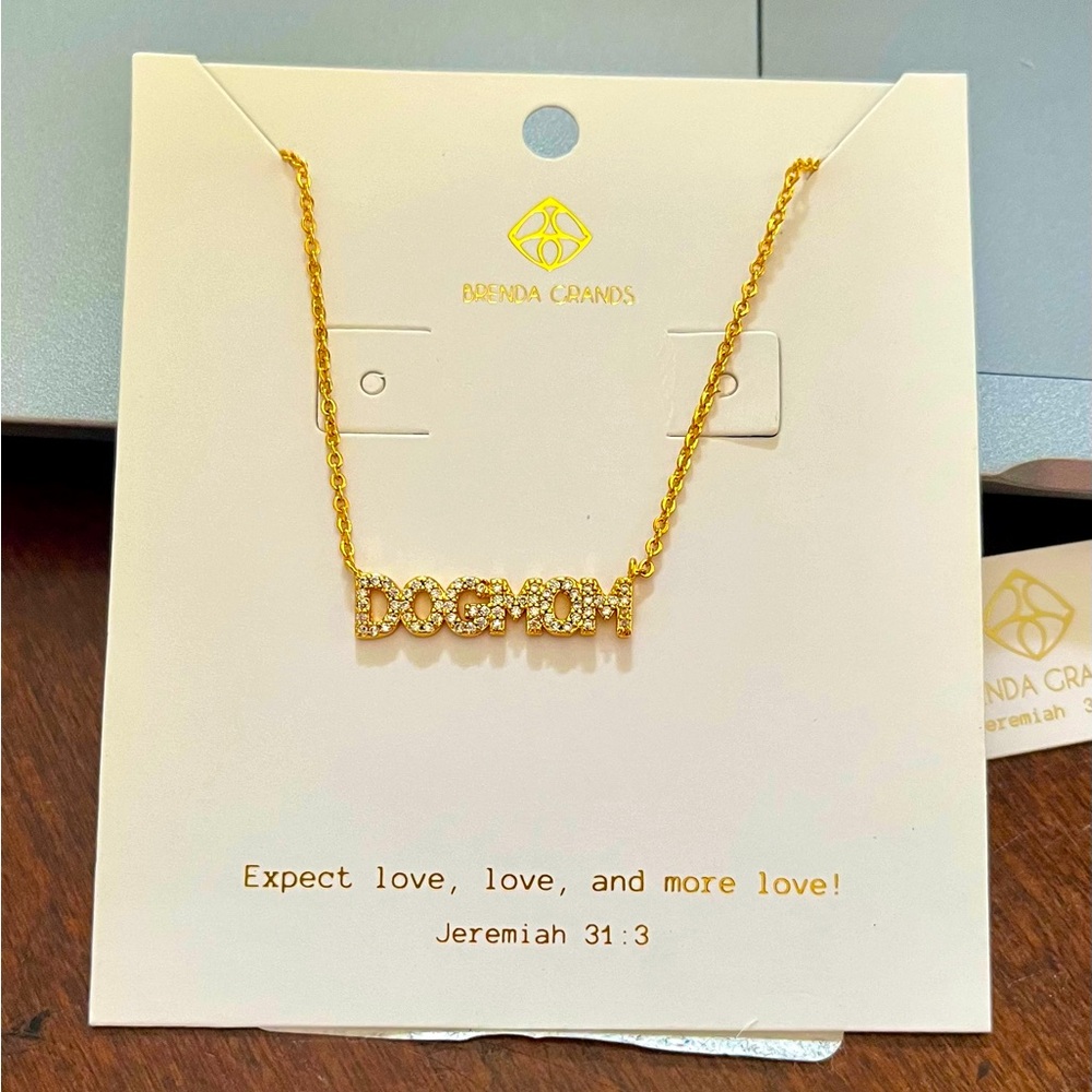 DOGMOM Gold w/ Cubic Zirconia Crystals Necklace
